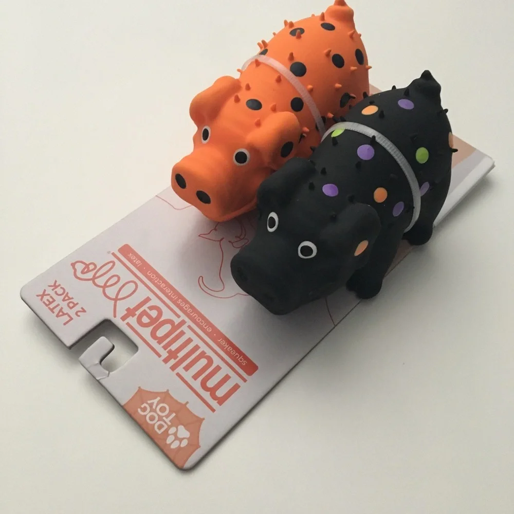 NEW (S) Dog Toy Mini Globlets 2 Latex Squeakers Orange and Black | Multipet